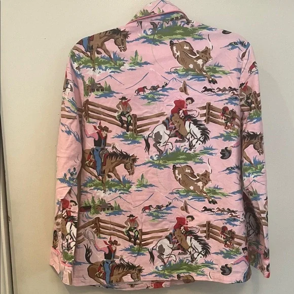 Nick & Nora Pink Western Print Pajama Top size small 3/2010